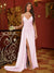 Sheath/Column V-Neck Long Evening Dresses with Split Side & Ruched
