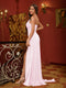 Sheath/Column V-Neck Long Evening Dresses with Split Side & Ruched