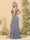 Sheath/Column V-Neck Long Plus Size Formal Dresses with Split Side & Ruched