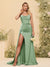 Sheath/Column Long Formal Dresses with Split Side & Ruched