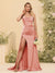 Sheath/Column Long Formal Dresses with Split Side & Ruched