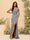 Sheath/Column Off-the-Shoulder Spaghetti Straps Long Formal Dresses with Split Side
