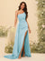 Sheath/Column One-Shoulder Long Formal Dresses with Split Side & Ruched
