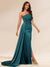 Sheath/Column One-Shoulder Long Evening Dresses with Split Side & Ruched