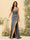 Sheath/Column V-Neck Spaghetti Straps Long Formal Dresses with Split Side