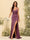 Sheath/Column V-Neck Spaghetti Straps Long Formal Dresses with Split Side