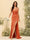 Sheath/Column V-Neck Spaghetti Straps Long Formal Dresses with Split Side