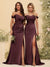 Sheath/Column Off-the-Shoulder Long Formal Dresses with Split Side