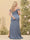 Sheath/Column Off-the-Shoulder Long Formal Plus Size Dresses with Split Side