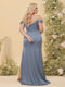 Sheath/Column Off-the-Shoulder Long Formal Plus Size Dresses with Split Side