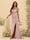 Sheath/Column Off-the-Shoulder Spaghetti Straps Long Formal Dresses with Split Side