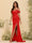 Sheath/Column Off-the-Shoulder Spaghetti Straps Long Formal Dresses with Split Side