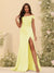 Sheath/Column Off-the-Shoulder Long Formal Dresses with Split Side & Ruched