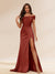 Sheath/Column Off-the-Shoulder Long Evening Dresses with Split Side & Ruched