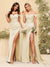 Sheath/Column Off-the-Shoulder Long Formal Dresses with Split Side & Ruched