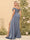 Sheath/Column Off-the-Shoulder Long Formal Plus Size Dresses with Split Side & Ruched