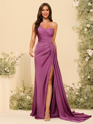 one shoulder column dress Xscape Women's Applique One-Shoulder Gown - Navy