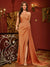 Sheath/Column One-Shoulder Sweetheart Long Evening Dresses with Split Side