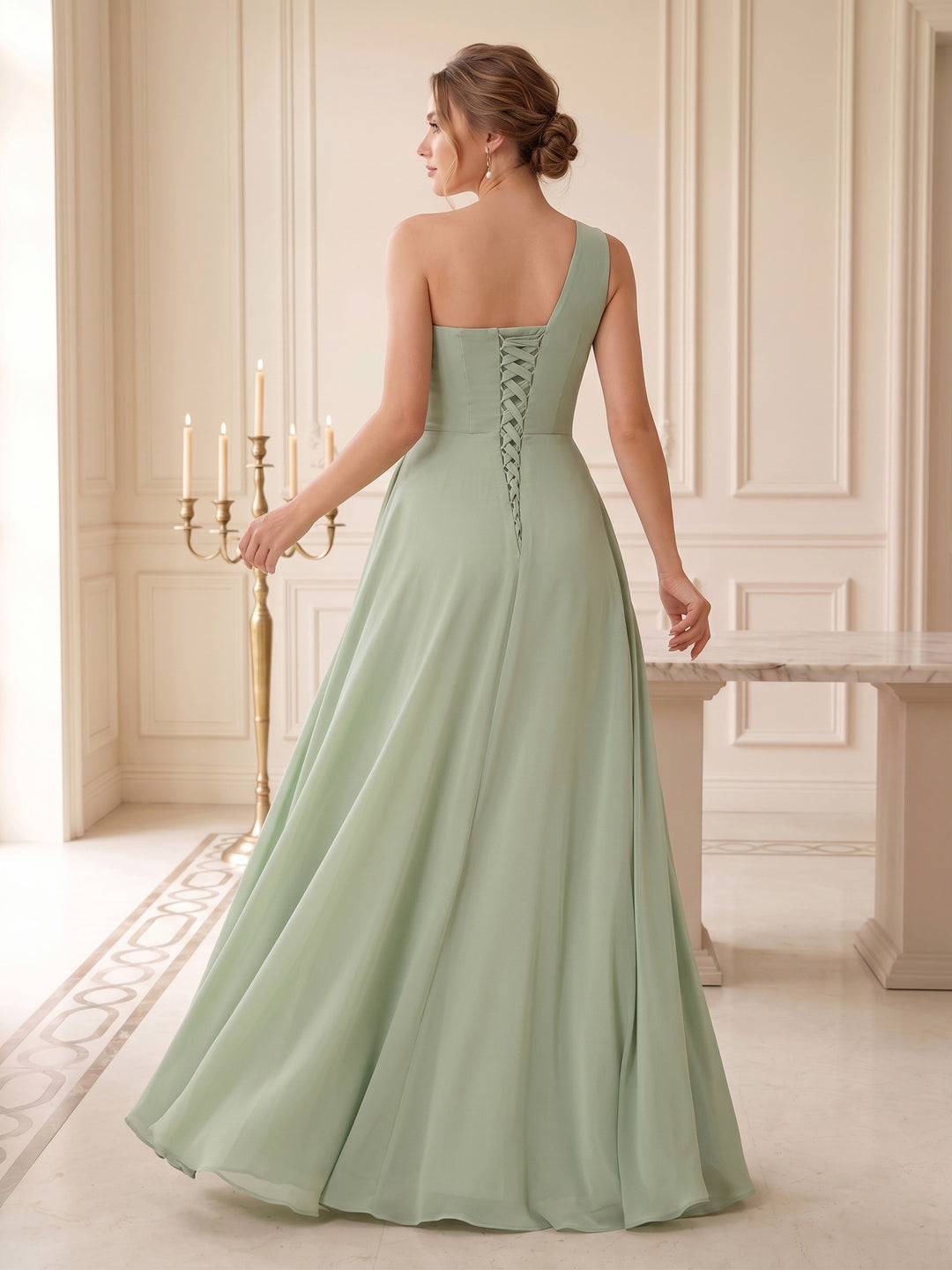 A-Line/Princess One-Shoulder Wedding Guest Dresses with Split Side