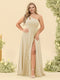 A-Line/Princess One-Shoulder Long Bridesmaid Plus Size Dresses with Split Side