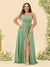 A-Line/Princess One-Shoulder Long Bridesmaid Plus Size Dresses with Split Side