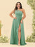 A-Line/Princess One-Shoulder Long Bridesmaid Plus Size Dresses with Split Side