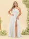 A-Line/Princess One-Shoulder Long Bridesmaid Plus Size Dresses with Split Side