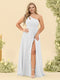 A-Line/Princess One-Shoulder Long Bridesmaid Plus Size Dresses with Split Side