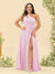 A-Line/Princess One-Shoulder Long Bridesmaid Plus Size Dresses with Split Side