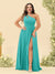 A-Line/Princess One-Shoulder Long Bridesmaid Plus Size Dresses with Split Side