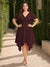 A-Line/Princess V-Neck Short Sleeves Asymmetrical Plus Size Bridesmaid Dresses with Ruffles