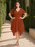 A-Line/Princess V-Neck Short Sleeves Asymmetrical Plus Size Bridesmaid Dresses with Ruffles