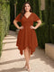 A-Line/Princess V-Neck Short Sleeves Asymmetrical Plus Size Bridesmaid Dresses with Ruffles