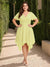 A-Line/Princess V-Neck Short Sleeves Asymmetrical Plus Size Bridesmaid Dresses with Ruffles