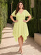 A-Line/Princess V-Neck Short Sleeves Asymmetrical Plus Size Bridesmaid Dresses with Ruffles