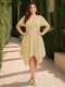 A-Line/Princess V-Neck Short Sleeves Asymmetrical Plus Size Bridesmaid Dresses with Ruffles