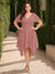 A-Line/Princess V-Neck Short Sleeves Asymmetrical Plus Size Bridesmaid Dresses with Ruffles