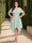 A-Line/Princess V-Neck Short Sleeves Asymmetrical Plus Size Bridesmaid Dresses with Ruffles