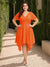 A-Line/Princess V-Neck Short Sleeves Asymmetrical Plus Size Bridesmaid Dresses with Ruffles