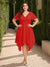 A-Line/Princess V-Neck Short Sleeves Asymmetrical Plus Size Bridesmaid Dresses with Ruffles