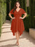 A-Line/Princess V-Neck Short Sleeves Asymmetrical Plus Size Bridesmaid Dresses with Ruffles