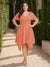 A-Line/Princess V-Neck Short Sleeves Asymmetrical Plus Size Bridesmaid Dresses with Ruffles