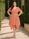 A-Line/Princess V-Neck Short Sleeves Asymmetrical Plus Size Bridesmaid Dresses with Ruffles