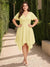A-Line/Princess V-Neck Short Sleeves Asymmetrical Plus Size Bridesmaid Dresses with Ruffles