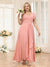 A-Line/Princess V-Neck Long Plus Size Wedding Party Dresses with Ruffles