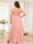 A-Line/Princess V-Neck Long Plus Size Wedding Party Dresses with Ruffles