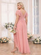 A-Line/Princess V-Neck Long Plus Size Wedding Party Dresses with Ruffles