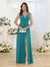 A-Line/Princess V-Neck Long Wedding Party Dresses with Split Side & Pockets