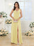 A-Line/Princess V-Neck Long Wedding Party Dresses with Split Side & Pockets
