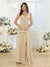 A-Line/Princess V-Neck Long Wedding Party Dresses with Split Side & Pockets